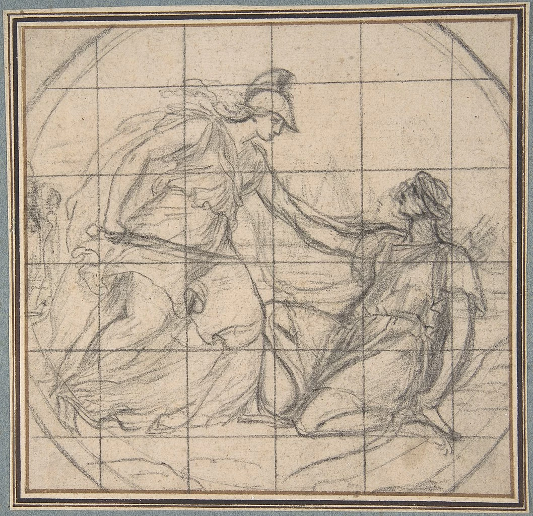Eustache Le Sueur - 103, Cacciatrice inginocchiata davanti ad una dea armata, Metropolitan Museum of Art, New York